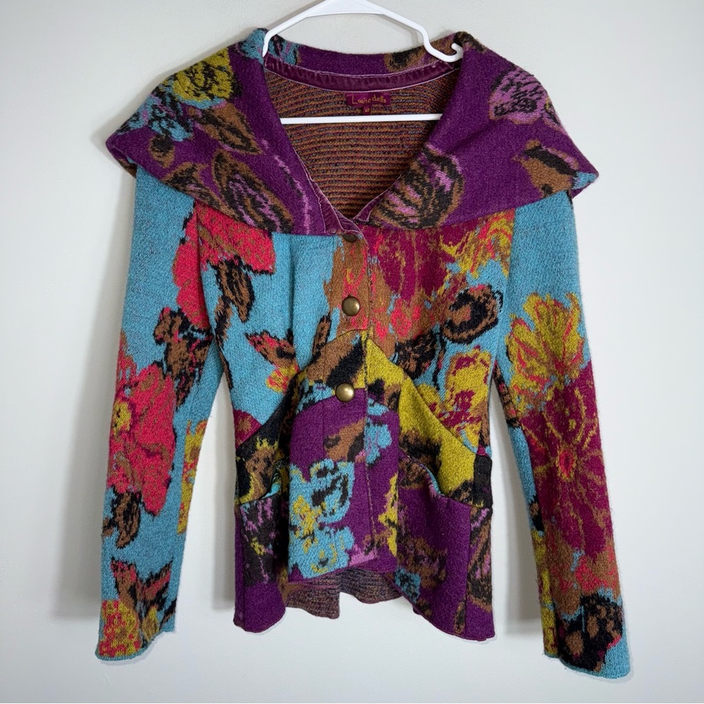 Louise Della Wool Jacket-Colorful Art To Wear-Made in France-Size 40 (US 8)